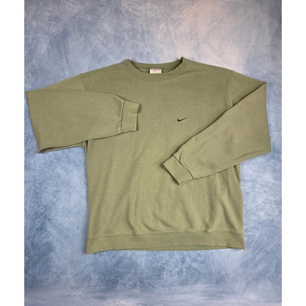 Vintage Nike Mini Swoosh Men's Sweatshirt L Sage Green Crewneck Y2K Fleece